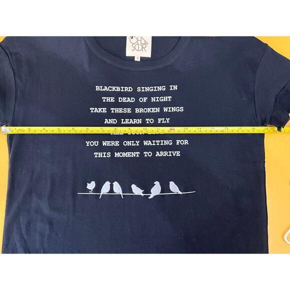Chaser The Beatles Blackbird Lyrics Black Short Sleeve Crewneck Tee Size S NWT - Picture 7 of 8